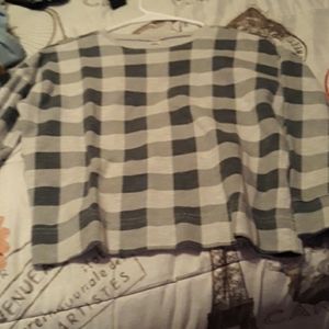 Long sleeve black white and grey checkered shirt